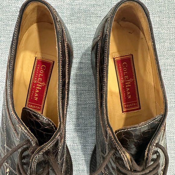 Cole Haan Dark Brown Crocodile Pattern Oxfords - Picture 3 of 7